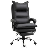 Bürostuhl mit Fußstütze höhenverstellbar Rückenlehne Kunstleder Schwarz 66 x 72 x 122-130 cm