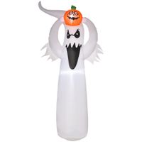 Halloween aufblasbares Gespenst 1,8 m Dekoration mit LEDs Weiß + Orange Polyester 80 x 40 x 180 cm