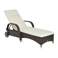 Mobile Gartenliege Sonnenliege Rattanliege Gartenmöbel Braun