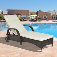 Mobile Gartenliege Sonnenliege Rattanliege Gartenmöbel Braun