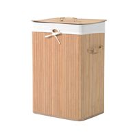 Wäschekorb, Wäschebox, Wäschesammler mit Deckel, faltbar, 72L, Natur