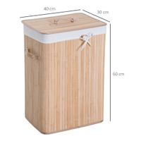 Wäschekorb, Wäschebox, Wäschesammler mit Deckel, faltbar, 72L, Natur