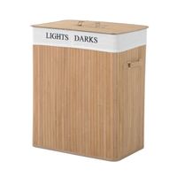Wäschekorb Wäschesammler mit Deckel Segeltuchsack Segeltuch + Bambus Natur 100L 52 x 32 x 63 cm