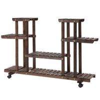 Pflanzenregal Vierstufiges Blumenregal Verkohlt 123,5 x 33 x 80 cm