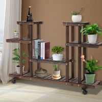 Pflanzenregal Vierstufiges Blumenregal Verkohlt 123,5 x 33 x 80 cm