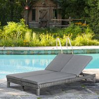 Doppelliege Sonnenliege 2 Personen 5-stufig PE Rattan Grau