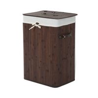 Wäschekorb, Wäschebox, Wäschesammler mit Deckel, faltbar, 72L, Dunkelbraun