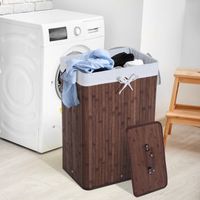 Wäschekorb, Wäschebox, Wäschesammler mit Deckel, faltbar, 72L, Dunkelbraun