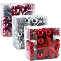 Weihnachtsbaumkugeln Weihnachtsbaumschmuck  77 tlg 3/4/6cm rot