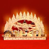 Schwibbogen Winterdorf Weihnachten hellbraun