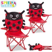 Deuba Kinder Klappstuhl Beetle 2er Set 61 x 56 x 34cm rot / schwarz