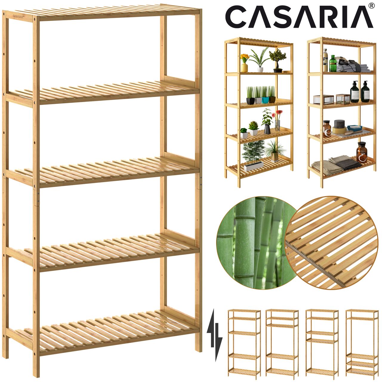 Casaria Casaria Standregal Bambus mit 5 Etagen 130 x 60 x 26cm braun