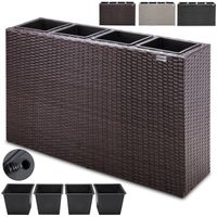 Casaria Blumenkasten Polyrattan 4er 95 x 60 x 27cm braun