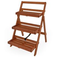 Casaria Blumentreppe Akazie 3 Stufen 79 x 59 x 56cm braun