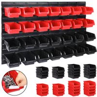 Deuba Stapelbox Wandregal mit Werkzeughalter 43 tlg  54 x 47,5 x 1,8cm schwarz / rot