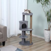 Katzenbaum 4 stöckig groß Sisal Plüsch Grau 48x48x104 cm