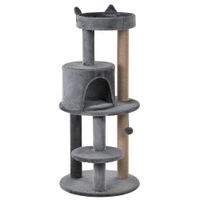 Katzenbaum 4 stöckig groß Sisal Plüsch Grau 48x48x104 cm