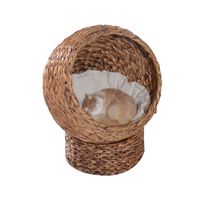 Rattan Katzenkorb Katzenhöhle Katzenbett mit Kissen Hellbraun