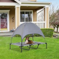 Haustierbett mit Baldachin Erhöhtes Hundebett Hundeliege outdoor Grau
