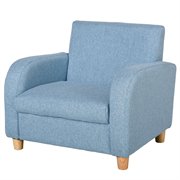 Kindersessel mit dicken Sitzkissen für 3-8 Jahre Kinder Holz Leinen Schaumstoff Blau 49x45x44,5 cm