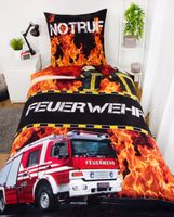 Feuerwehr Bettwäsche Größe 80x80 + 135x200 cm