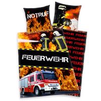Feuerwehr Bettwäsche Größe 80x80 + 135x200 cm