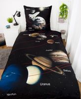 Sonnensystem Bettwäsche Größe 80x80 + 135x200 cm