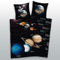 Sonnensystem Bettwäsche Größe 80x80 + 135x200 cm