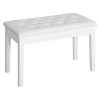 Klavierhocker Klavierbank traditionellen Landhausstil Gummiholz Kunstleder Weiß 76 x 36 x 50 cm