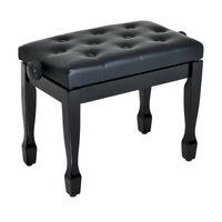 Klavierhocker Klavierbank Kosmetikhocker verstellbar Massivholz Kunstleder Schwarz 64 x 35 x 45-55cm
