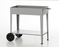 Metall-Hochbeet mit 2 PU Rädern aus pulverbeschichteter Stahl, ca. 85 x 50 x 80 cm - Grau