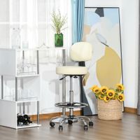 Barhocker Arbeitshocker Höheverstellbarer Drehstuhl mit Lehne PU-Leder 56 x 57 x 104-127 cm