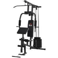Gym Kraftstation Fitnessstation Multigym inkl. Gewichten Metall Schwarz