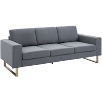Polstersofa 3-Sitzer Sofa Stoffsofa Sitzmöbel Kissen Armlehne Leinen dunkelgrau 200 x 82 x 78 cm