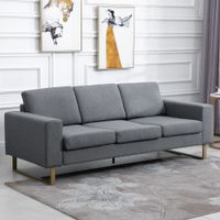Polstersofa 3-Sitzer Sofa Stoffsofa Sitzmöbel Kissen Armlehne Leinen dunkelgrau 200 x 82 x 78 cm