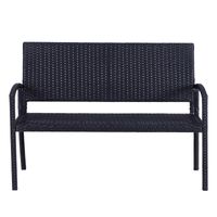 Polyrattan Gartenbank Parkbank Sitzbank 2-Sitzer Geflecht Stahl Schwarz B122 x T60 x H87cm