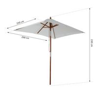 Sonnenschirm Gartenschirm Strandschirm 3-stufig einstellbar Holz Cremeweiß 200 x 150 x 230 cm