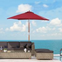 Sonnenschirm Knickbarer Gartenschirm 3-stufig einstellbar Holz+Polyester Weinrot 200 x 150 x 230 cm