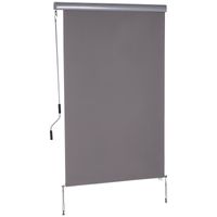 Senkrechtmarkise Balkonmarkise Sichtschutz mit Handkurbel Polyester+Aluminium Grau 120 x 200 cm