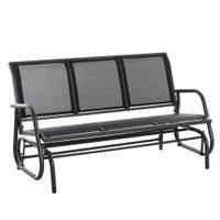 Schaukelbank 3-Sitzer Gartenbank Gartenschaukel Parkbank Metall Gartenmöbel Schwarz 151 x 75 x 85 cm