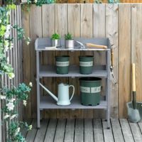 Pflanztisch Gärtnertisch Blumentisch mit Metall Arbeitsfläche Garten