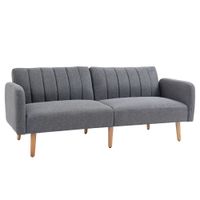Schlafsofa Klappsofa 2-Sitzer Sofagarnitur leinenartiges Polyester Gummiholz Grau 173 x 75 x 73 cm