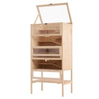 Kleintierkäfig 4 Etagen mit Gitterdach Rampen Käfig Nagerkäfig 60 x 40 x 120 cm Holz
