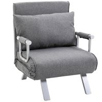 Schlafsofa mit Armlehne 3-in-1 Schlafsessel Multifunktion leinen Polyester Grau 65 x 69 x 80 cm