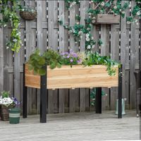 Hochbeet Pflanzkasten mit Vliesstoff Massivholz Stahl Natur+Schwarz 120 x 60 x 74 cm