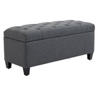 Sitzbank Polsterbank mit Stauraum leinenartiges Polyester Gummiholz Dunkelgrau 100 x 40 x 44 cm