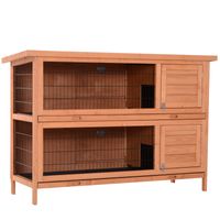 Kaninchenstall doppelstöckig für Kleintiere Tannenholz Orange 136,4x50x93cm