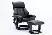 Massagesessel mit Fußhocker & Heizfunktion - Schwarz