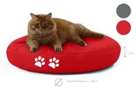 Outdoorfähiges Tierkissen Rund mit Pfotendruck, ca. 70Dx12H cm, Farbe: Grau