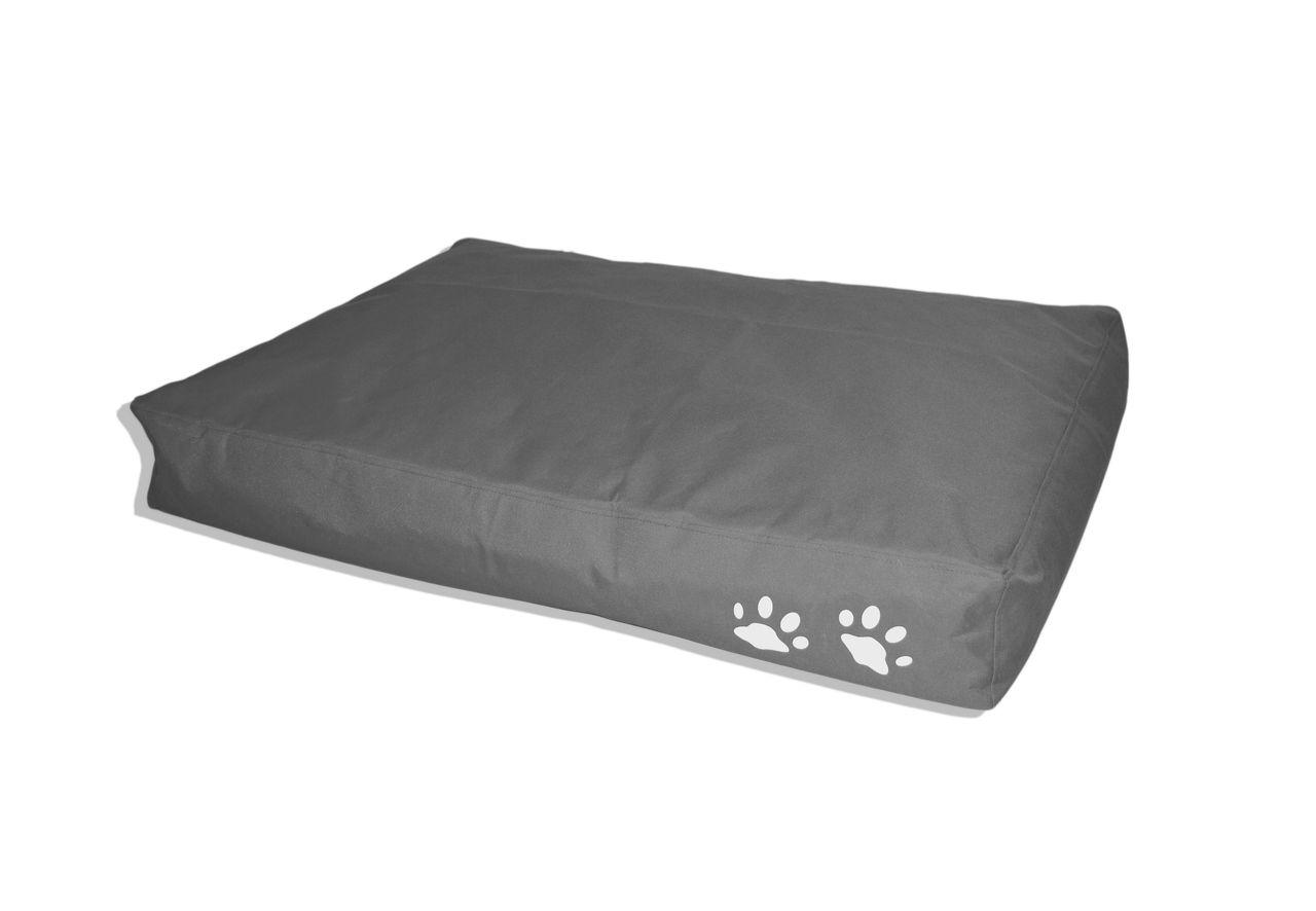 Kinzler Outdoorfähiges Tierkissen Quadratisch mit Pfotendruck, ca. 70x100x15 cm, Farbe: Grau von Kinzler